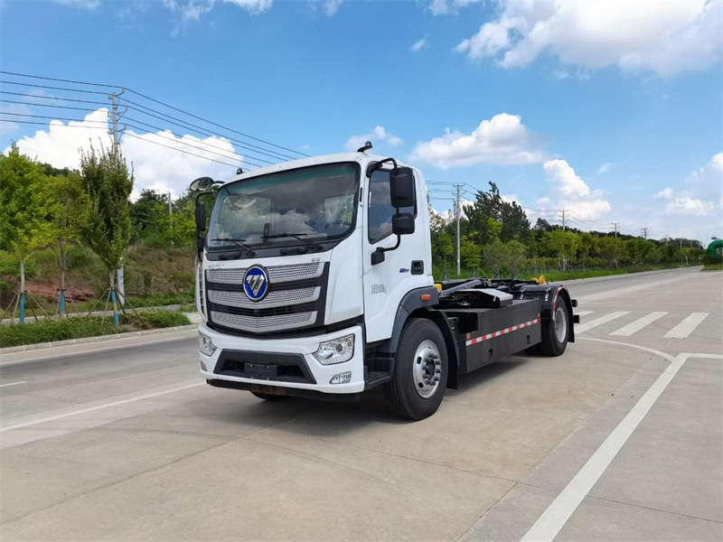 纯电动福田欧曼智蓝勾臂垃圾车